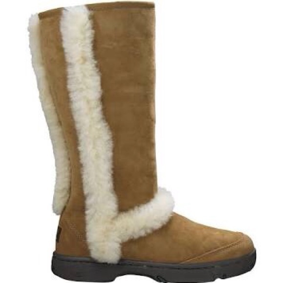 Ugg Chestnut Sunburst Tall Suede/ Sheepskin Boots - Picture 1 of 8